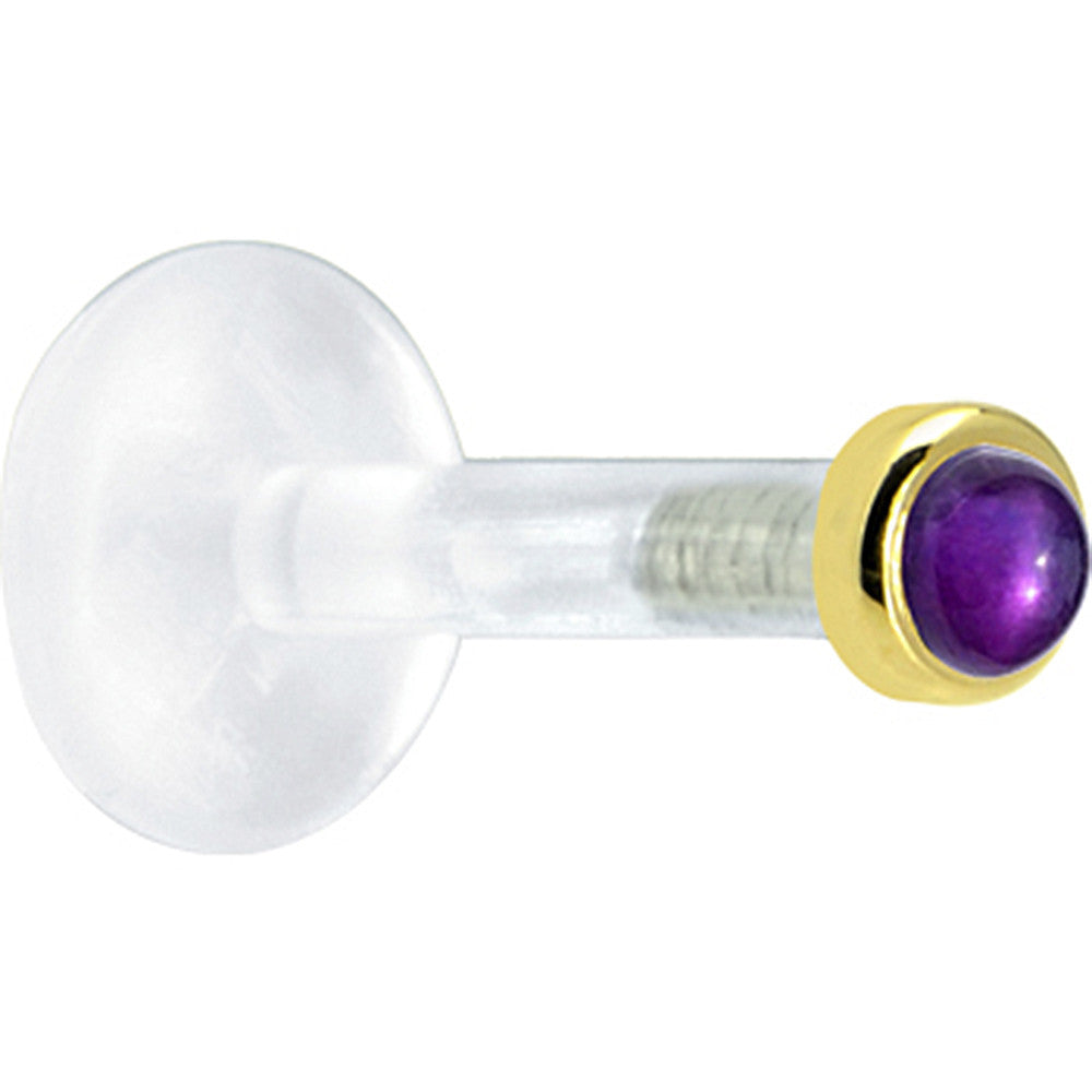 Solid 14K Yellow Gold 2mm Genuine Amethyst Bioplast Push in Monroe | MONROE | Wiccan Center