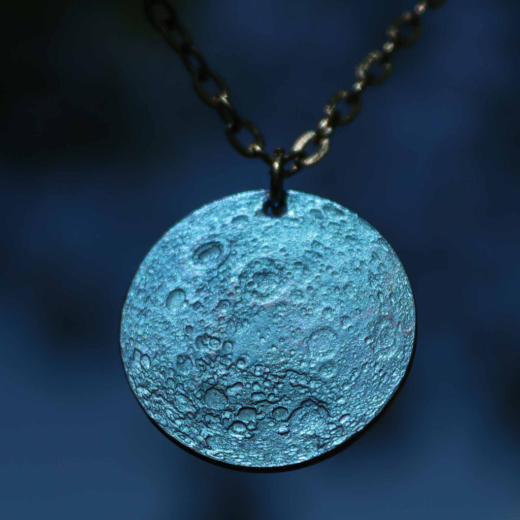 Blue Moon Necklace - 1 in / 26 mm Anodized Niobium Charm or Pendant | Necklaces | Wiccan Center