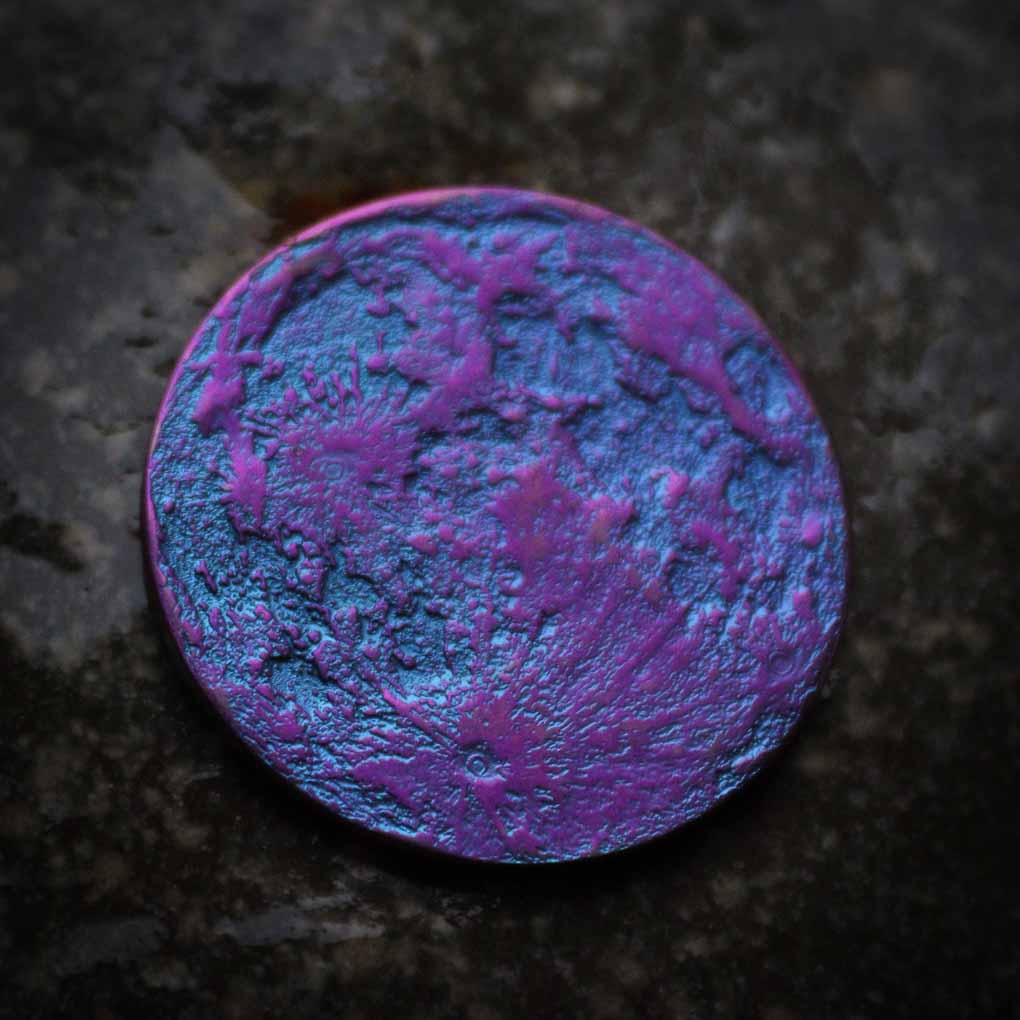 Blue and Purple Moon Coin - 1 in / 26 mm Anodized Niobium