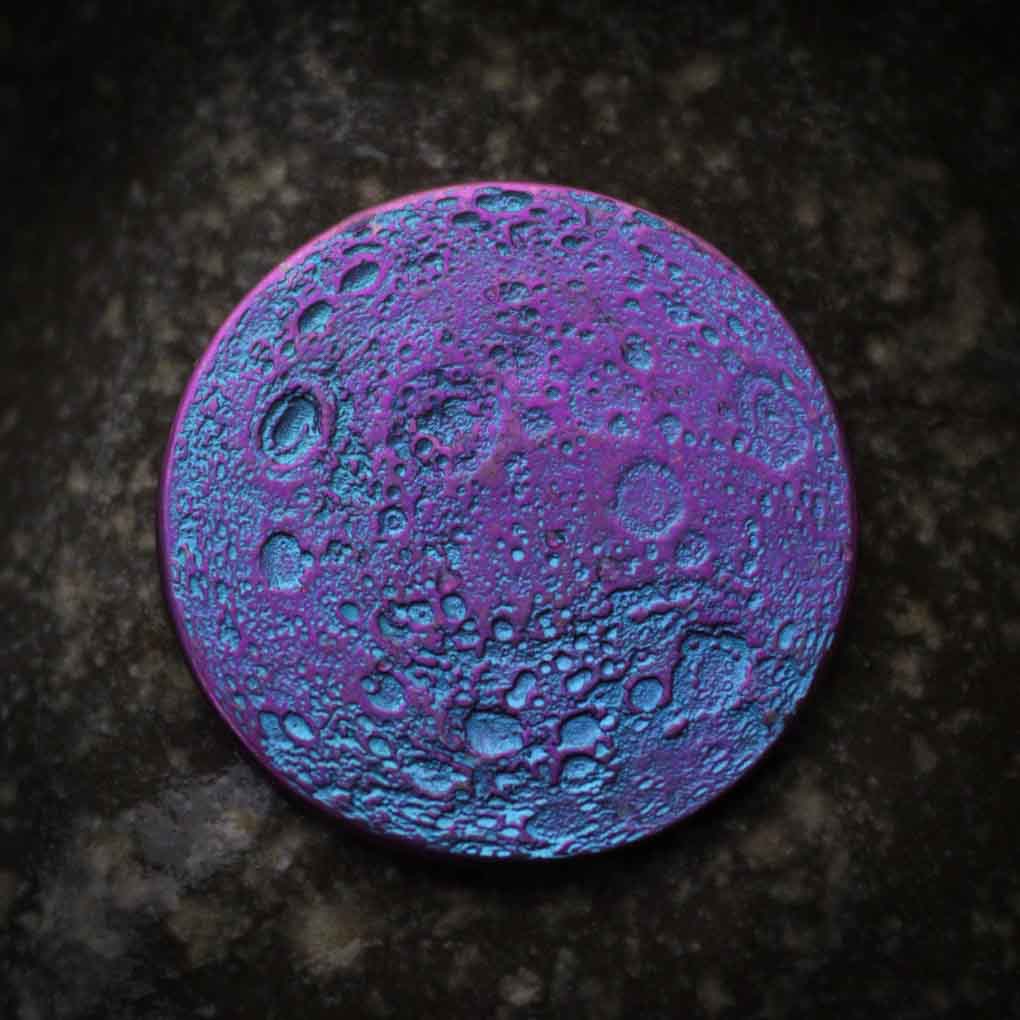 Blue and Purple Moon Coin - 1 in / 26 mm Anodized Niobium