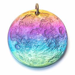 Rainbow Supermoon Necklace - 1.5 in / 38 mm Multicolored Anodized Niobium Pendant | Necklaces | Wiccan Center