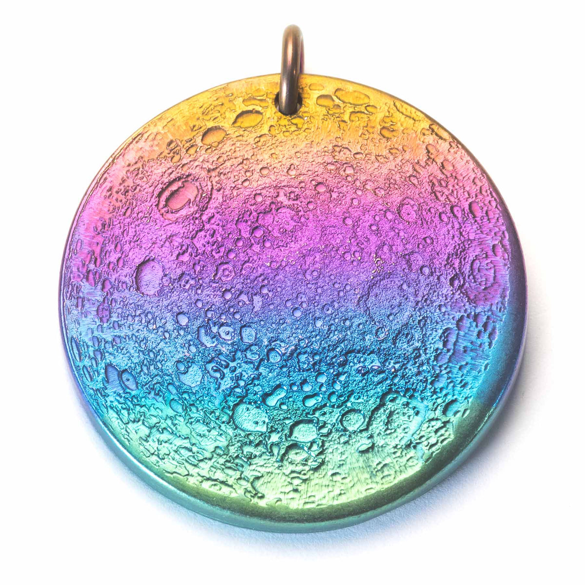 Rainbow Supermoon Necklace - 1.5 in / 38 mm Multicolored Anodized Niobium Pendant