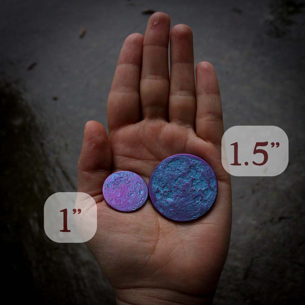 Blue and Purple Moon Coin - 1 in / 26 mm Anodized Niobium