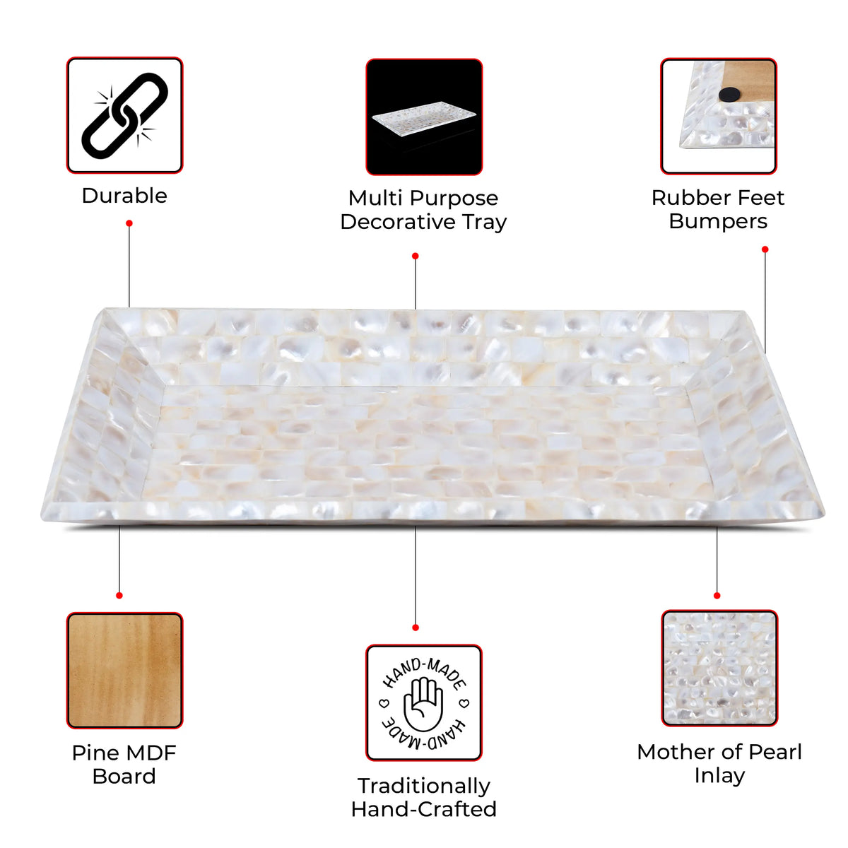 Mother of Pearl Decorative Tray Vanity Coffee Table 12"x7" | Decorative Tray | Wiccan Center