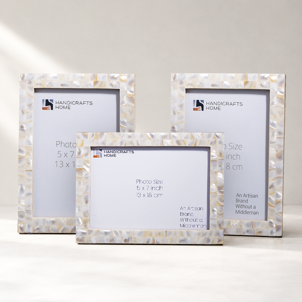 Mother of Pearl Picture Frame Set of 3 | Mother of Pearl Collection | Fits 5x7 Photos | Picture Frames | Wiccan Center