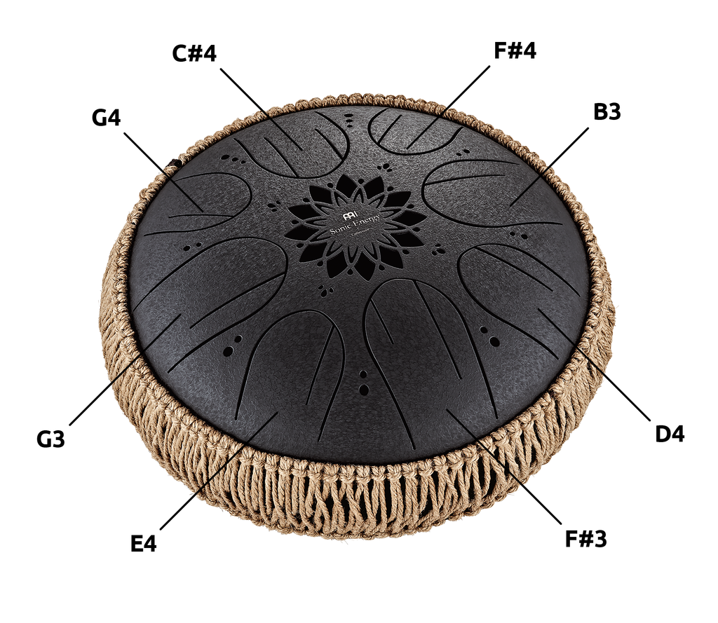 10" Medium Octave Steel Tongue Drum, B Minor, 8 Notes, 432 Hz, Black | | Wiccan Center