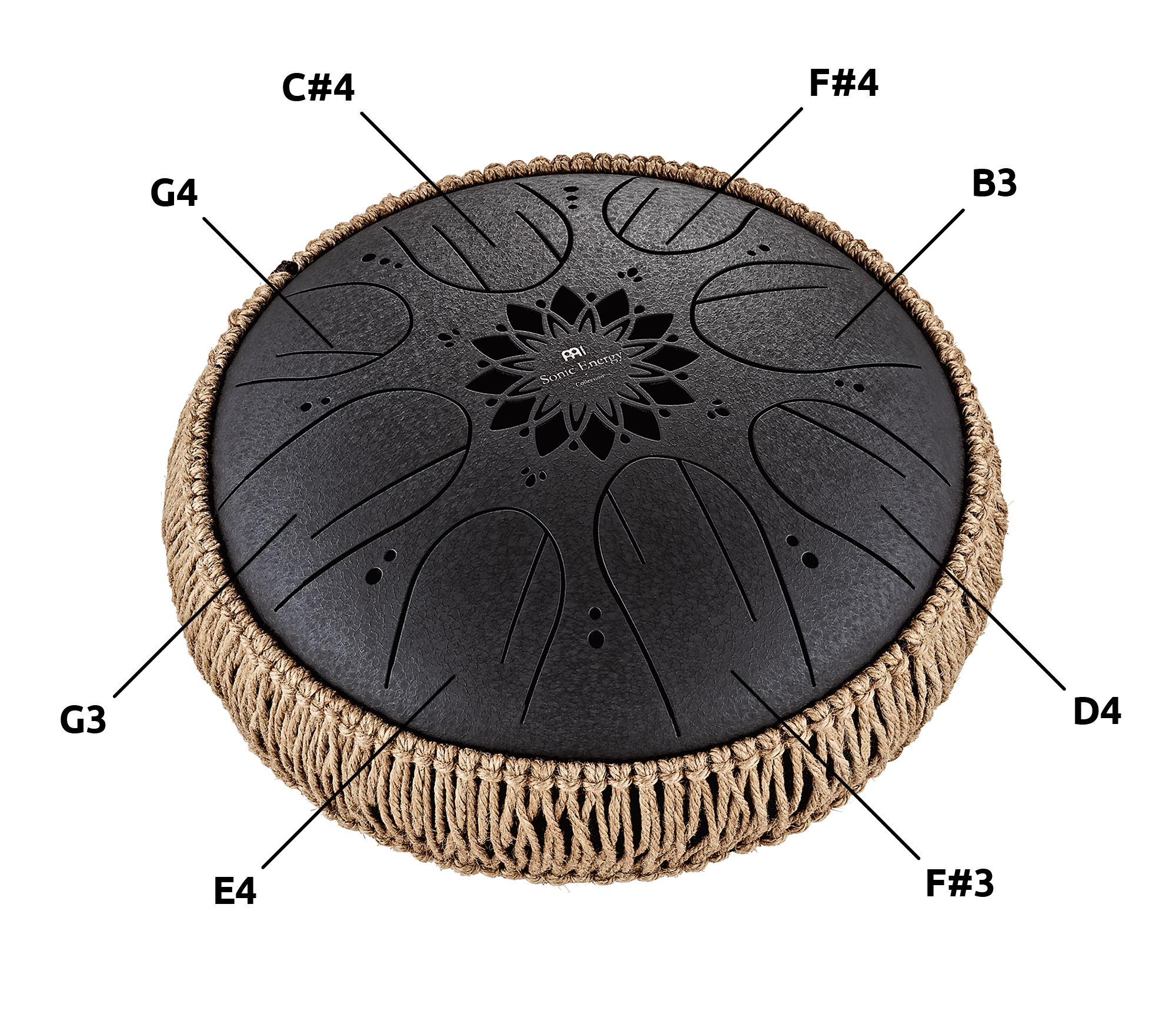 10" Medium Octave Steel Tongue Drum, B Minor, 8 Notes, 432 Hz, Black | | Wiccan Center
