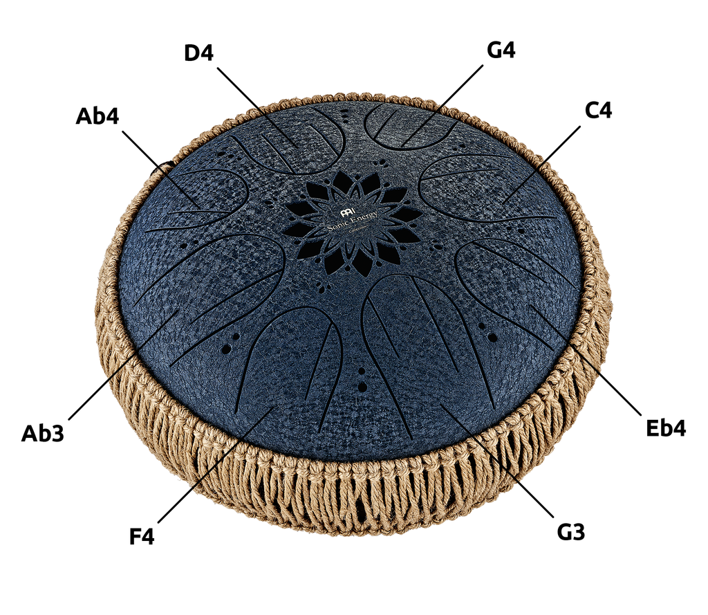 10" Medium Octave Steel Tongue Drum, C Minor, 8 Notes, 432 Hz, Navy Blue | | Wiccan Center