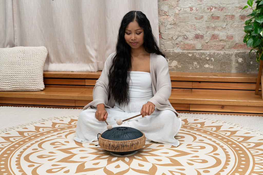 10" Medium Octave Steel Tongue Drum, C Minor, 8 Notes, 432 Hz, Navy Blue | | Wiccan Center