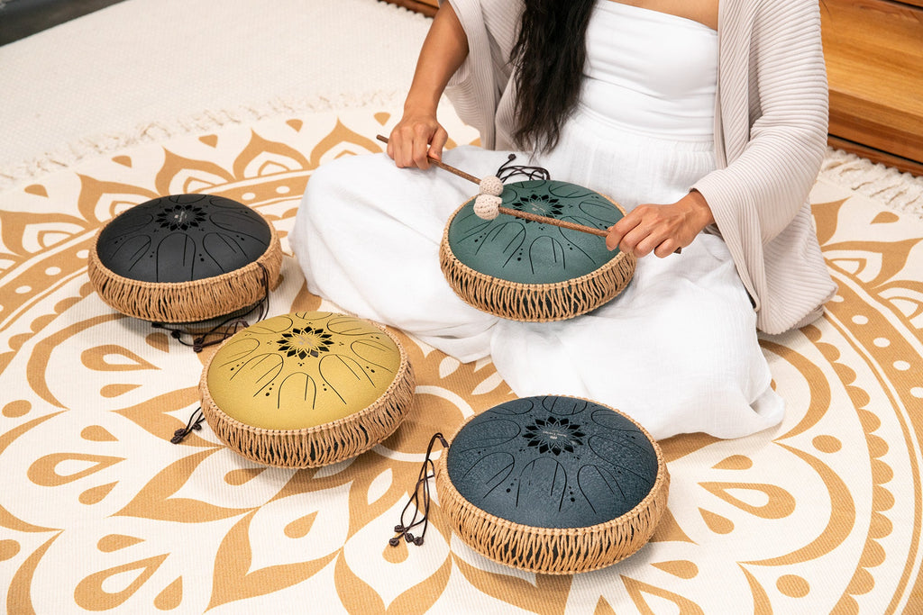 10" Medium Octave Steel Tongue Drum, C Minor, 8 Notes, 432 Hz, Navy Blue | | Wiccan Center