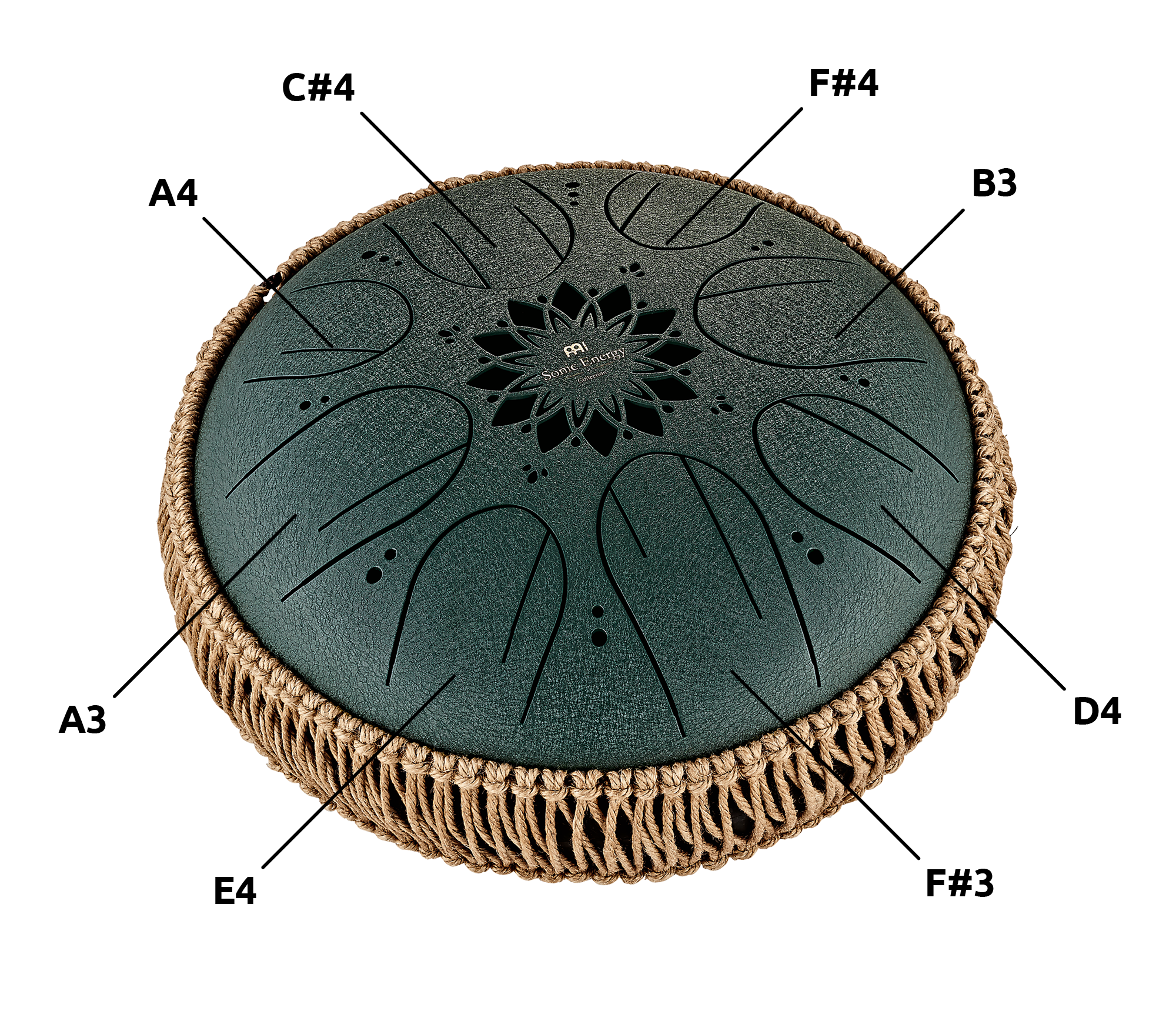 10" Medium Octave Steel Tongue Drum, F# Minor, 8 Notes, 432 Hz, Dark Green | | Wiccan Center