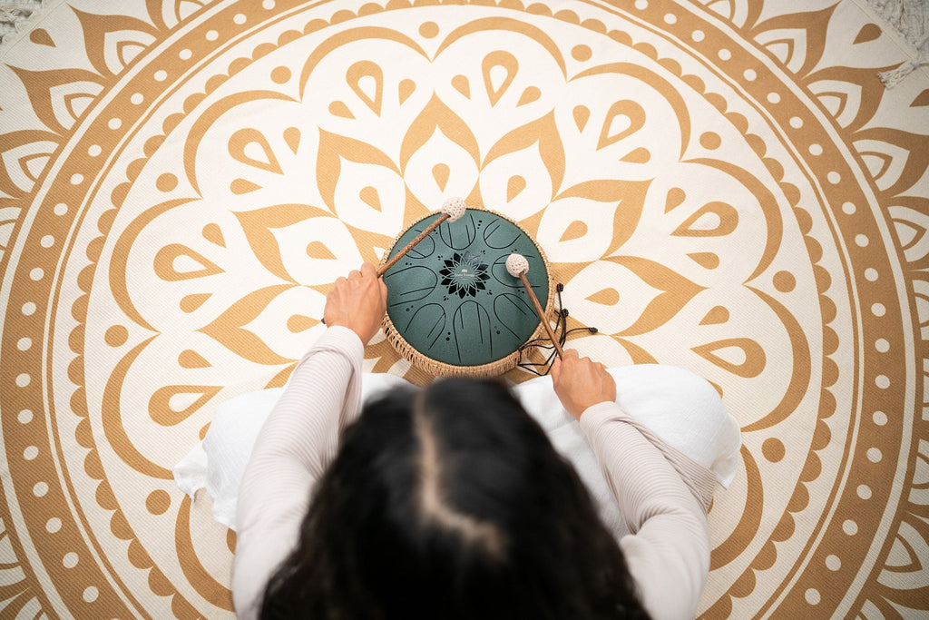10" Medium Octave Steel Tongue Drum, F# Minor, 8 Notes, 432 Hz, Dark Green | | Wiccan Center