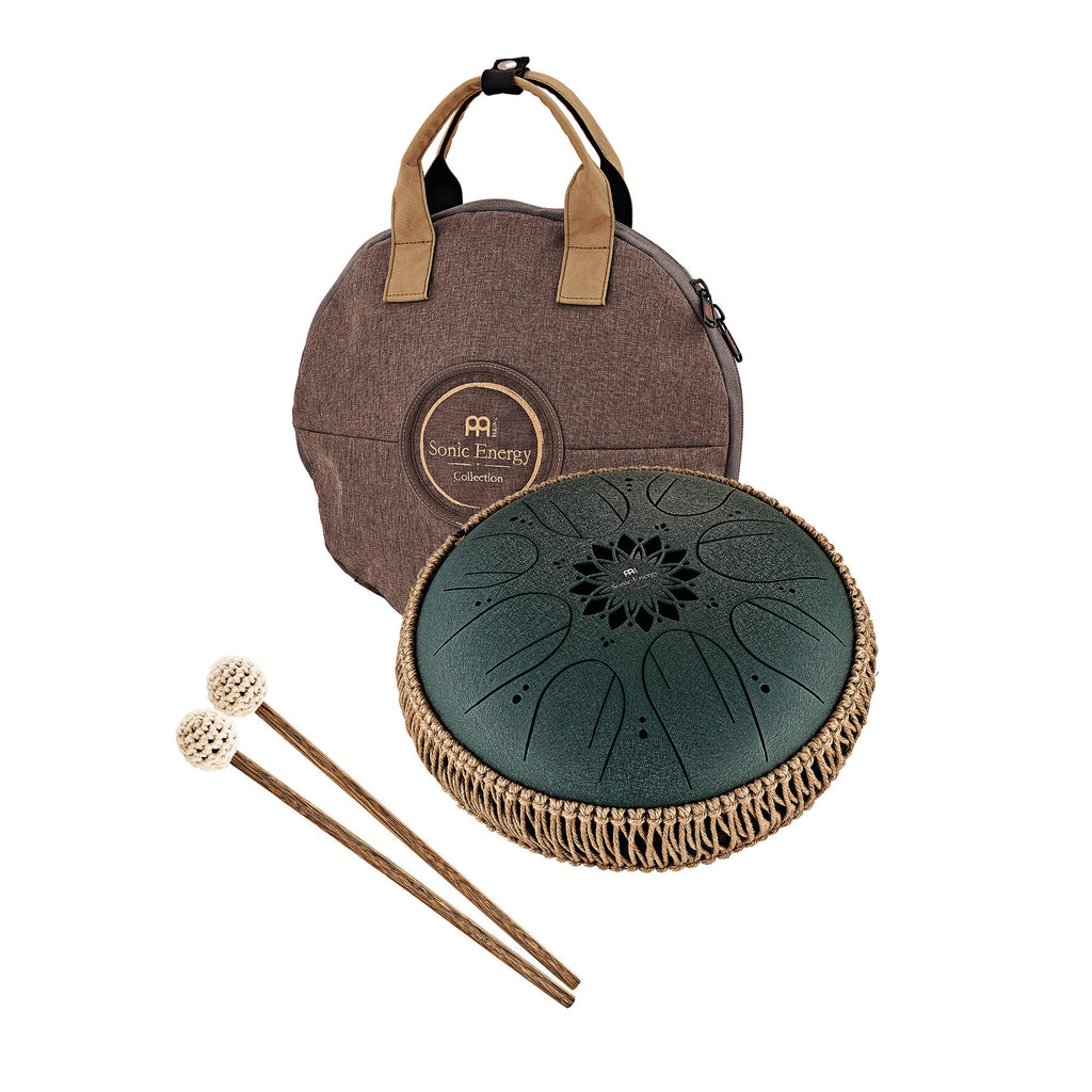 10" Medium Octave Steel Tongue Drum, F# Minor, 8 Notes, 432 Hz, Dark Green | | Wiccan Center