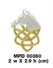 Celtic Horse Sterling Silver with 14K Gold Accent Pendant MPD360