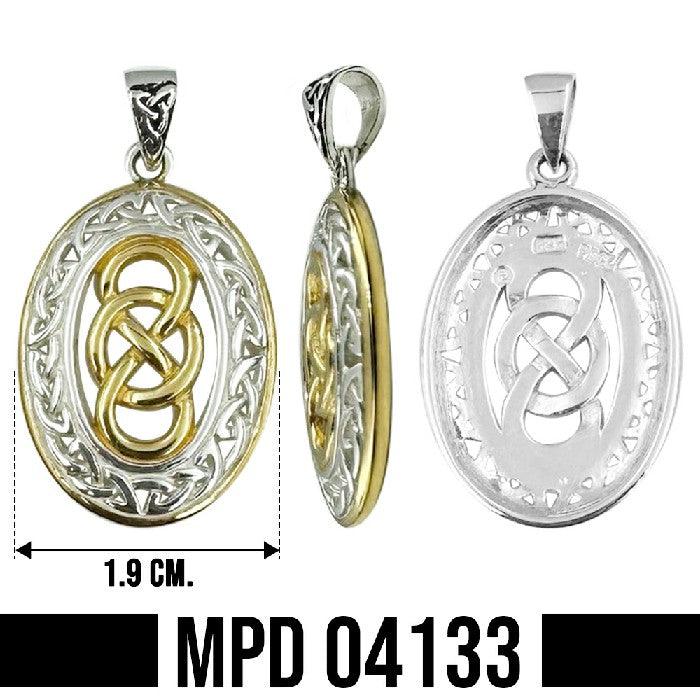 Celtic Knotwork Sterling Silver with 14K Gold Accent Pendant MPD4133