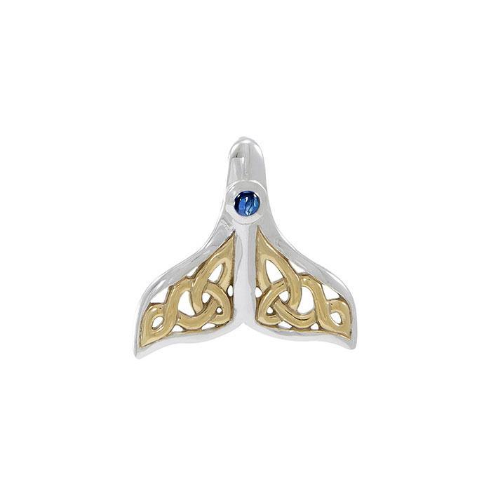 Celtic Whale Tail Sterling Silver and 14K Vermeil Gold Accent Pendant MPD071