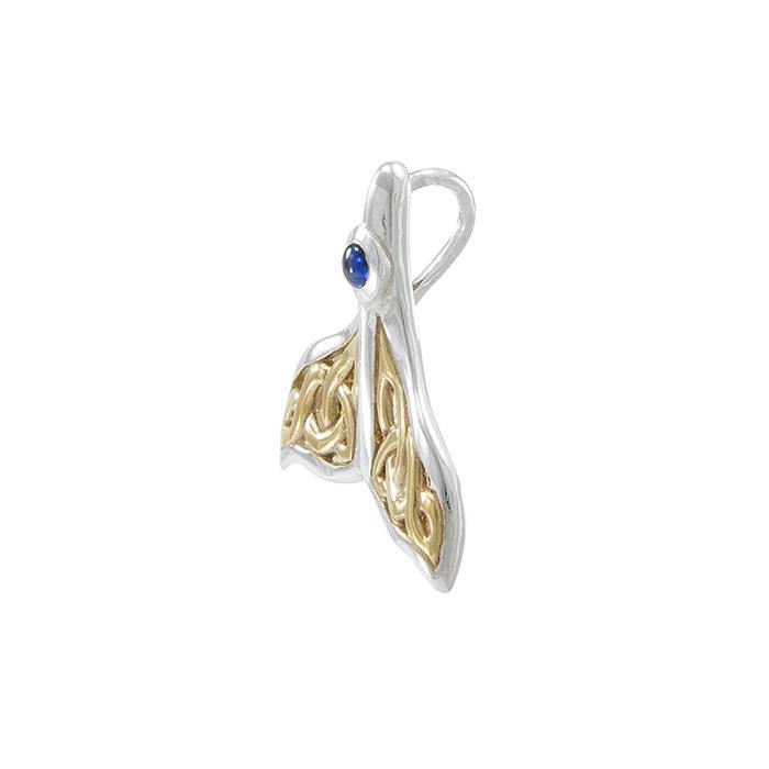 Celtic Whale Tail Sterling Silver and 14K Vermeil Gold Accent Pendant MPD071