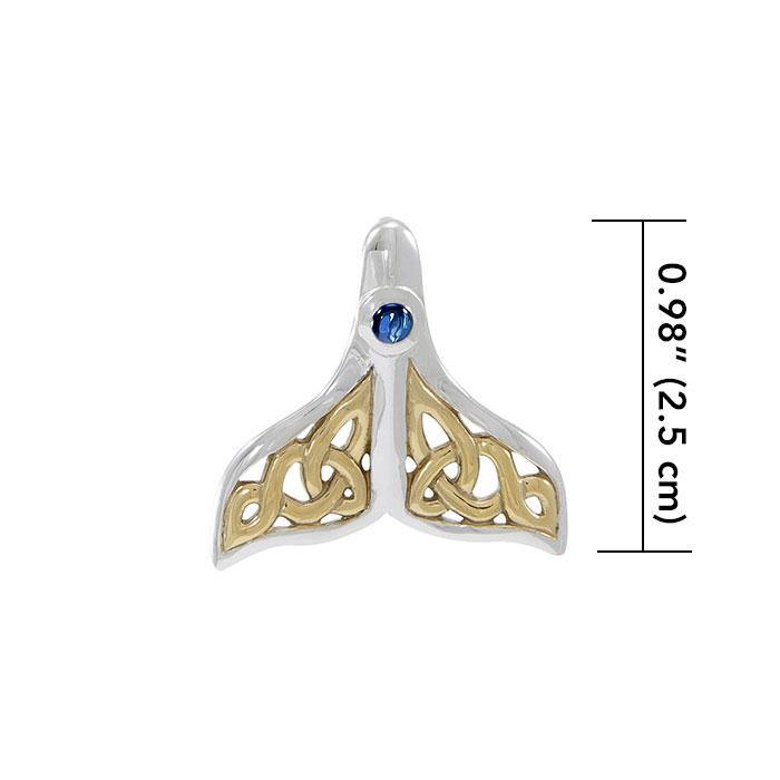 Celtic Whale Tail Sterling Silver and 14K Vermeil Gold Accent Pendant MPD071