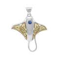 Celtic Manta Ray Pendant Sterling Silver And 14K Gold Accent MPD072 DiveSilver By Peter Stone Ocean Jewelry Gift