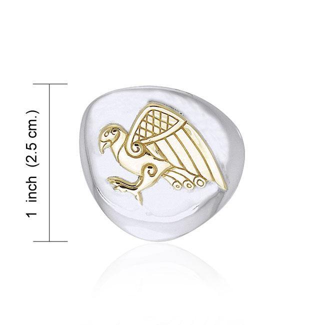 Celtic Falcon Sterling Silver & 14K Gold Accent Pendant MPD1224
