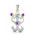 Sterling Silver Celtic Triquetra Pendant With 14K Gold Accent And Gemstone MPD1274