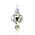 An inspiring crucifix ~ Celtic Cross Sterling Silver with 18K Gold Accent Pendant MPD1805