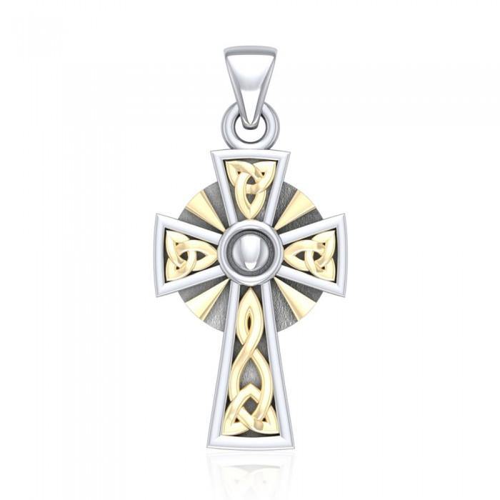 Celtic Cross Silver & 18K Gold Accent Pendant MPD1806