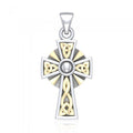 Celtic Cross Silver & 18K Gold Accent Pendant MPD1806