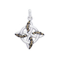 Celtic Four Point Knot silver with 18k gold accents Pendant MPD1807