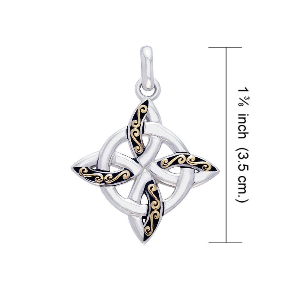 Celtic Four Point Knot silver with 18k gold accents Pendant MPD1807