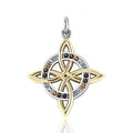 Elegant Celtic Four Point Knot Pendant Made From Sterling Silver With 18K Gold Accent Jewelry MPD1809