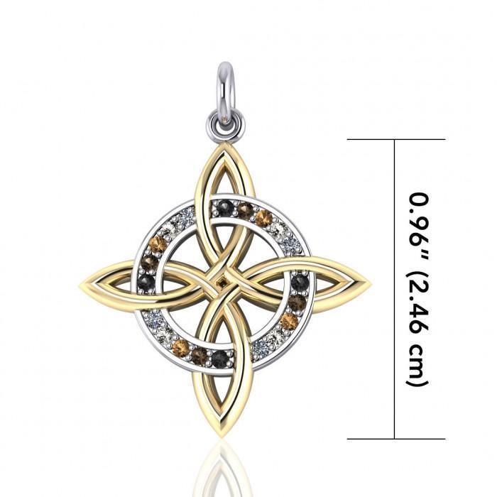 Elegant Celtic Four Point Knot Pendant Made From Sterling Silver With 18K Gold Accent Jewelry MPD1809