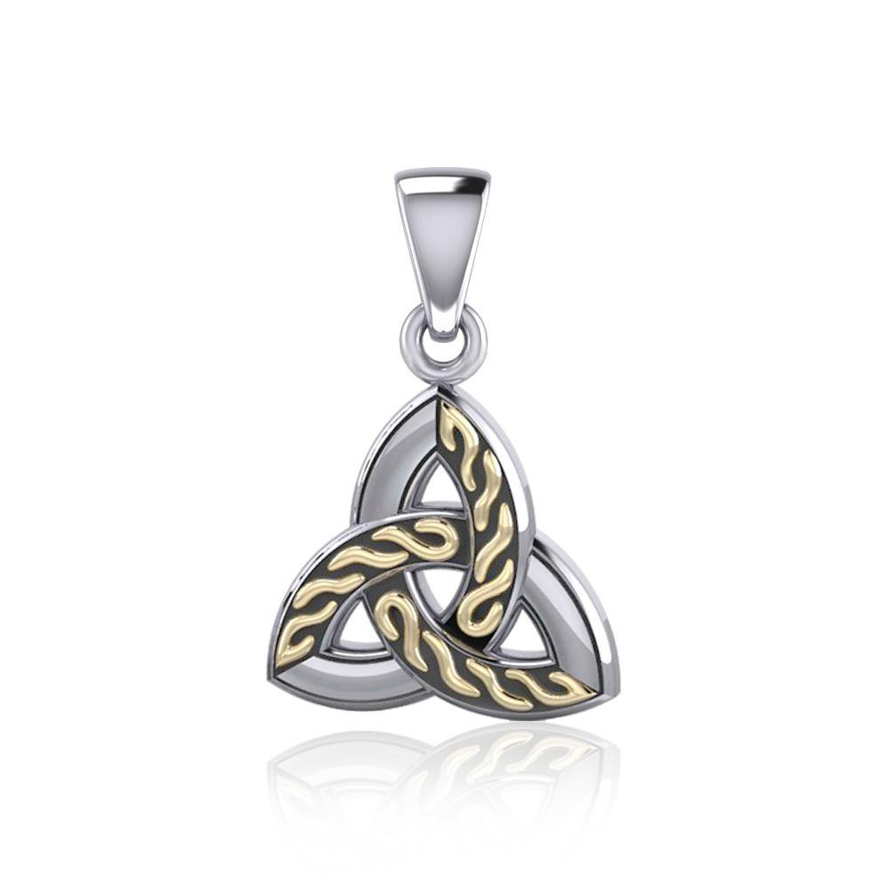 Braided Celtic Trinity Knot Silver & 18K Gold Accent Pendant MPD1812