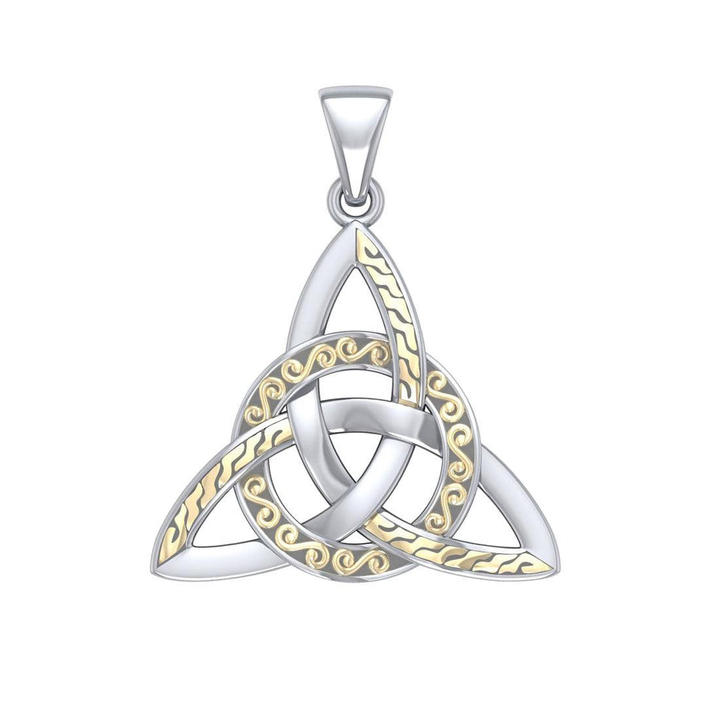 Braided Celtic Triquetra Sterling Silver and 18k Gold Accent Pendant MPD1814