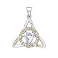 Braided Celtic Triquetra Sterling Silver and 18k Gold Accent Pendant MPD1814