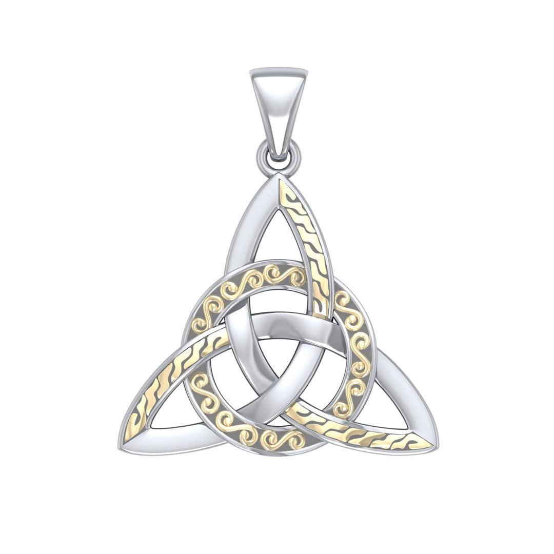 Braided Celtic Triquetra Sterling Silver and 18k Gold Accent Pendant MPD1814
