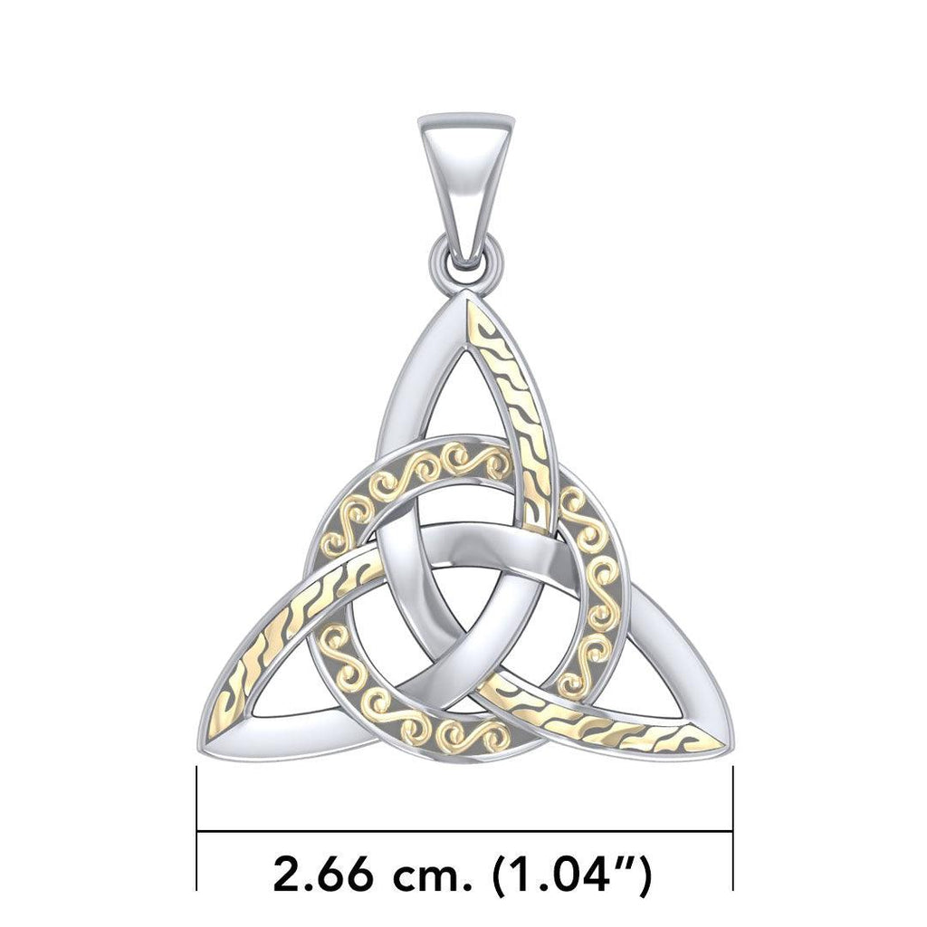 Braided Celtic Triquetra Sterling Silver and 18k Gold Accent Pendant MPD1814