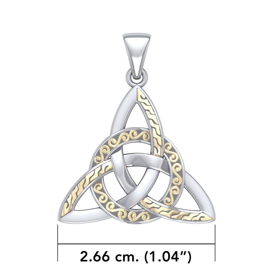 Braided Celtic Triquetra Sterling Silver and 18k Gold Accent Pendant MPD1814