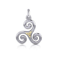 Celtic Triskele Silver & 18K Gold Accent Pendant MPD1815