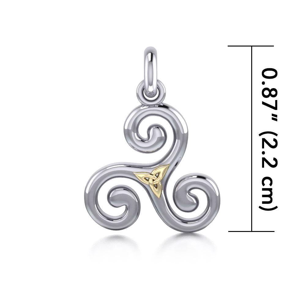 Celtic Triskele Silver & 18K Gold Accent Pendant MPD1815