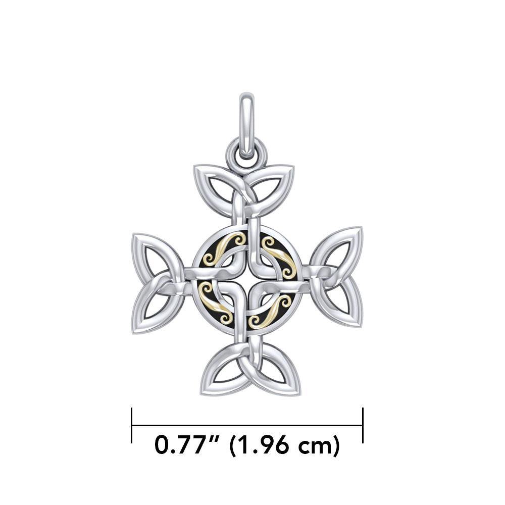 Celtic Knotwork Cross Silver and 18k gold accents Pendant MPD1816