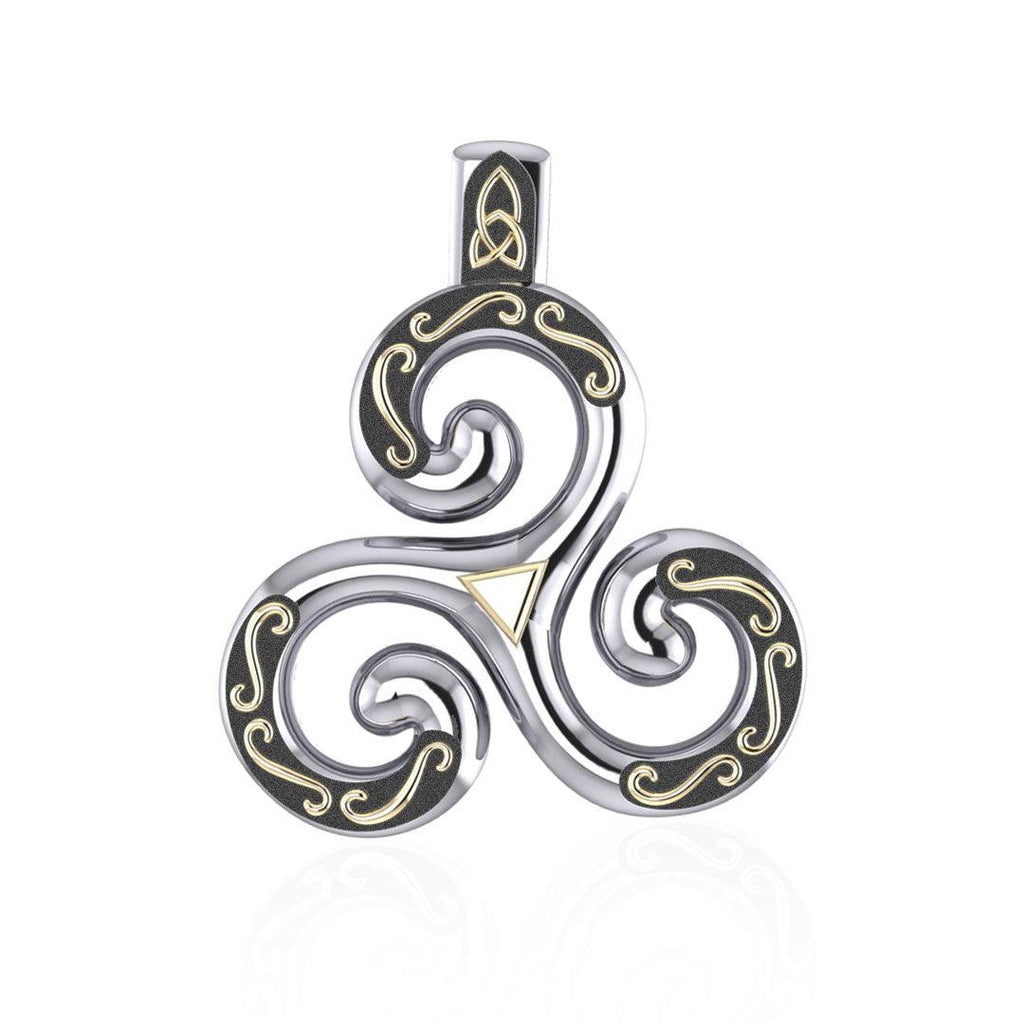Celtic Triskele Sterling Silver and 18K Gold Accent Pendant MPD1818