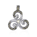 Celtic Triskele Sterling Silver and 18K Gold Accent Pendant MPD1818