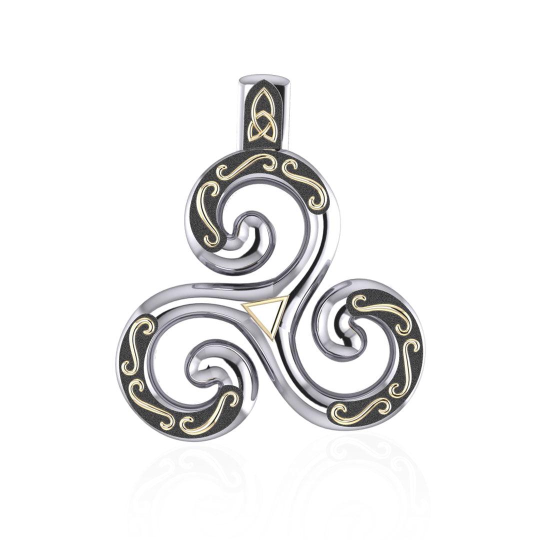 Celtic Triskele Sterling Silver and 18K Gold Accent Pendant MPD1818