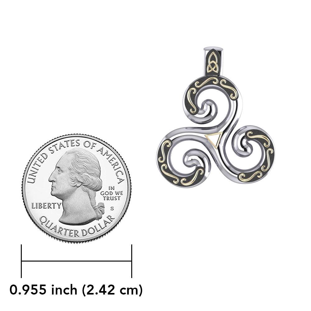 Celtic Triskele Sterling Silver and 18K Gold Accent Pendant MPD1818