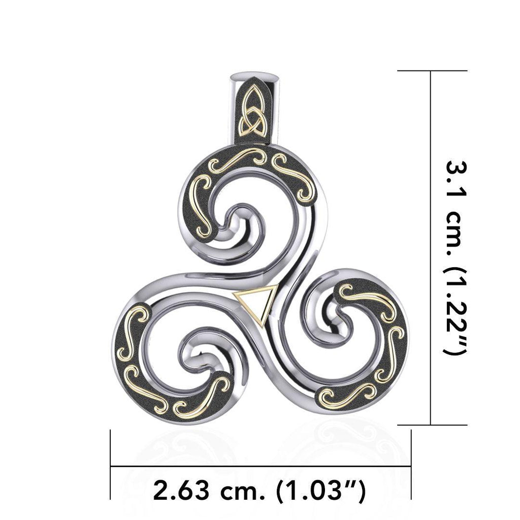 Celtic Triskele Sterling Silver and 18K Gold Accent Pendant MPD1818