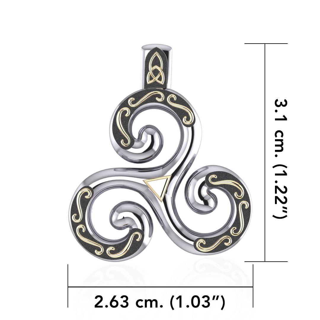 Celtic Triskele Sterling Silver and 18K Gold Accent Pendant MPD1818