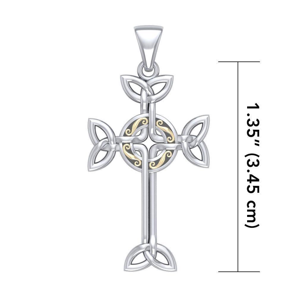 Celtic Cross Silver & 18K Gold Plated Pendant MPD1819