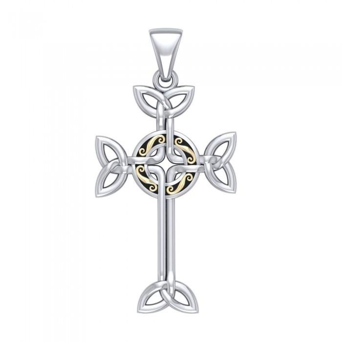 Celtic Cross Silver & 18K Gold Plated Pendant MPD1819