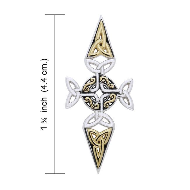Celtic Trinity Cross Silver & 18K Gold Accent Pendant MPD1820